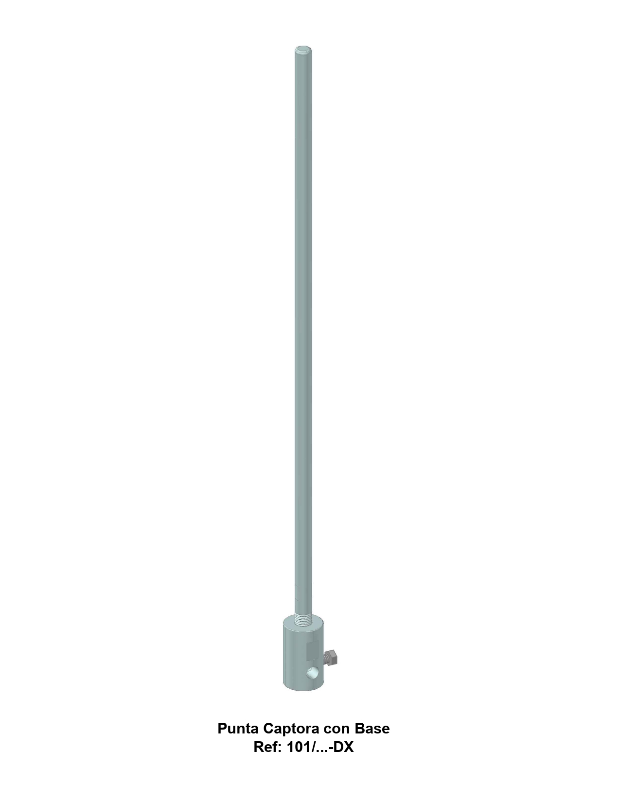 Punta captora de rayos en aluminio con base