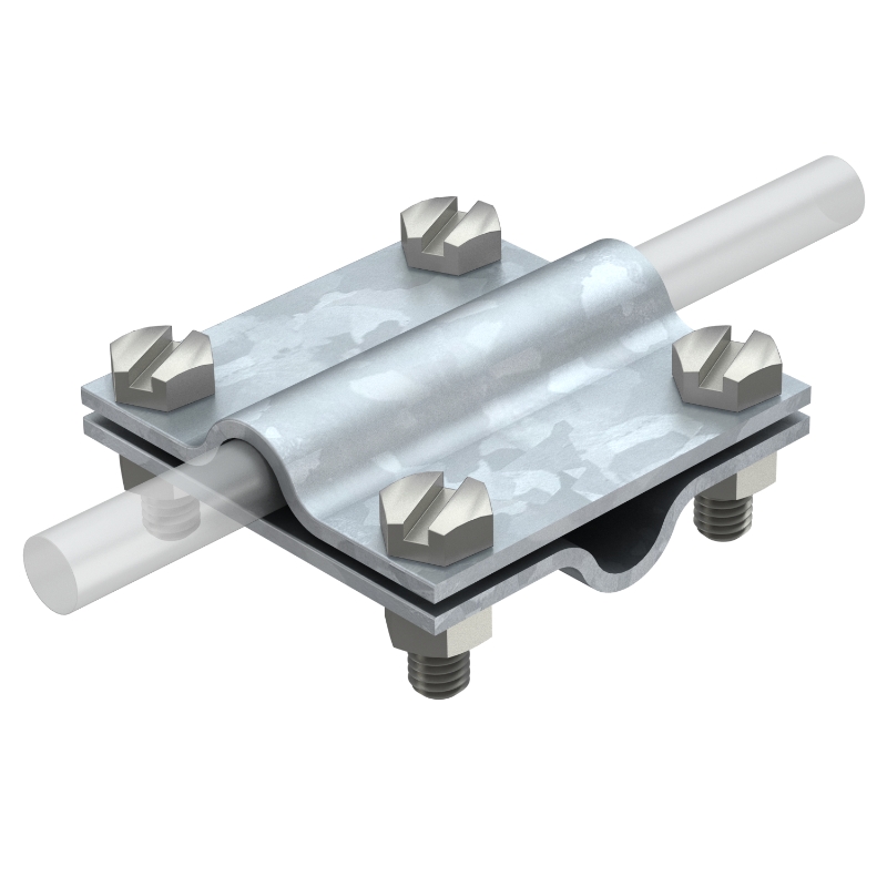 Conector en acero galvanizado con forma de cruz