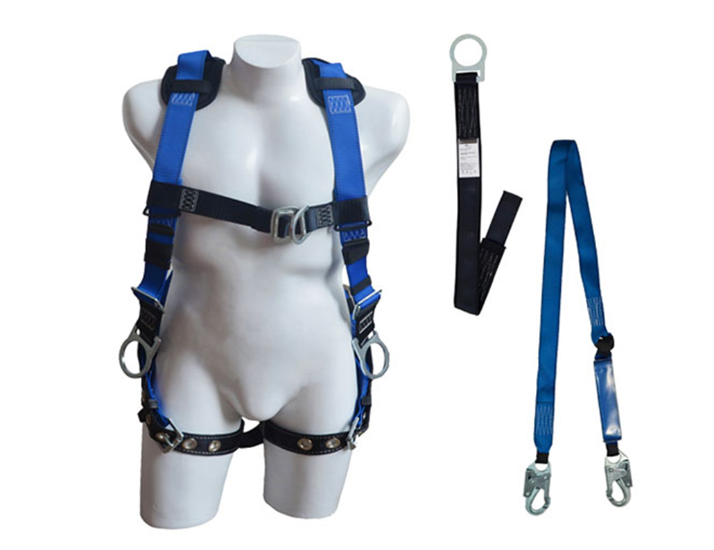 Kit de arneses azules para constructor y trabajo en alturas